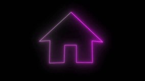 Digital interface element glowing purple neon house icon seamless loop animation for video games. Modern technology animated neon house icon glowing purple home symbol abstract background. - Powered by Shutterstock - Get 15% off with code: PIKWIZARD15