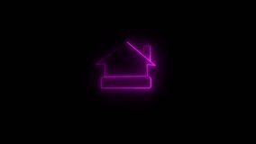 Real estate marketing promotion with animated neon house sale sign glowing purple seamless loop. Motion graphics seamless loop of purple glowing neon house sale sign for television advertising. - Powered by Shutterstock - Get 15% off with code: PIKWIZARD15