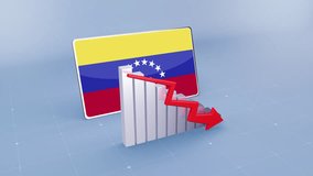 Venezuela Flag and Bar Chart Graph Showing Decreasing Values a Red Arrow Economic Crisis Concept - Powered by Shutterstock - Get 15% off with code: PIKWIZARD15