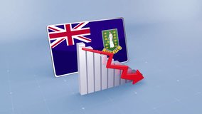 Virgin Islands UK Flag and Bar Chart Graph Showing Decreasing Values a Red Arrow Economic Crisis Concept - Powered by Shutterstock - Get 15% off with code: PIKWIZARD15
