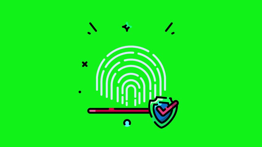 Animated fingerprint scan with security shield on green screen. Perfect for security, technology, and identity verification projects. - Powered by Shutterstock - Get 15% off with code: PIKWIZARD15
