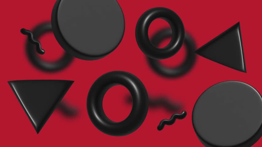 Dark red background with abstract angular elements and curved lines