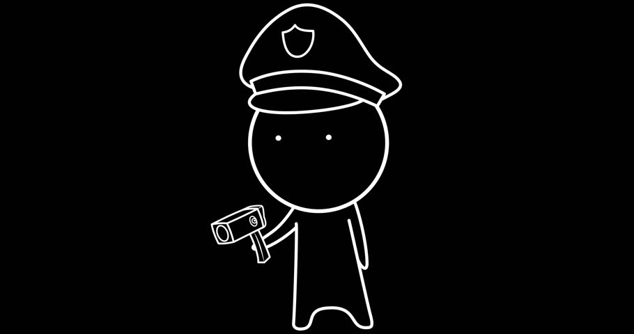 Policeman in uniform at his work station