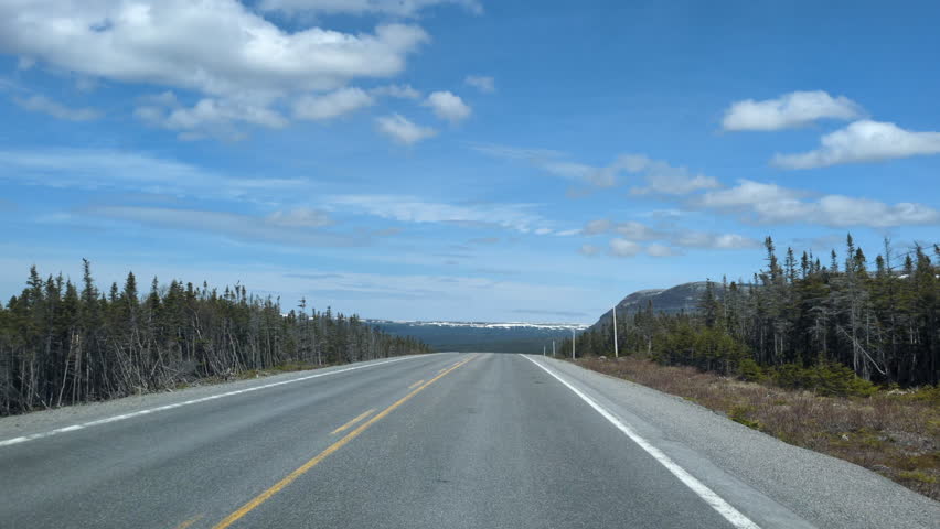 The Great Northern Peninsula Highway Viking Trail 430 Road in the direction of St Anthony (Newfoundland, Canada)