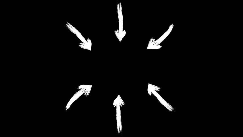 Animation of hand drawn pointing arrow. Doodle white hand-drawn arrow. 4k animation