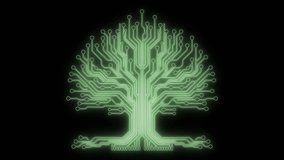 Green Neon Circuit Board Tree on circuitry technology. - Powered by Shutterstock - Get 15% off with code: PIKWIZARD15