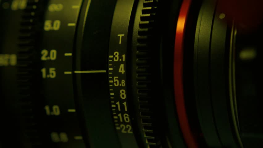 Close Up Of A Camera Lens With Focus And Aperture Markings