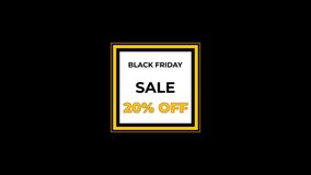 black field bold sale badge 20 percent off, white square center with golden border and soft spotlight, optimized for homepage hero modules and instore displays, store manager scheduling seasonal - Powered by Shutterstock - Get 15% off with code: PIKWIZARD15