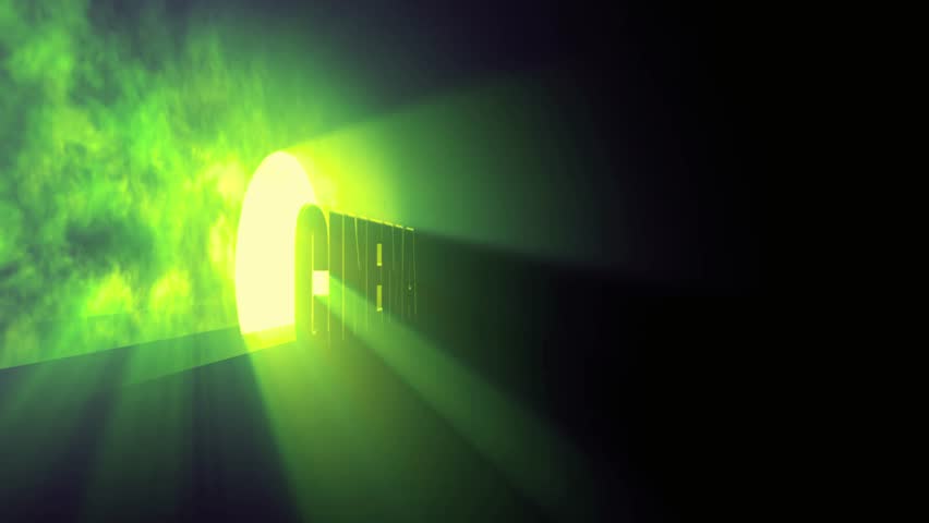 Dramatic Cinema Title with Glowing Light Rays and Hazy Green Smoke