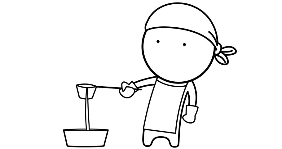 Blacksmith working in a forge with molten metal