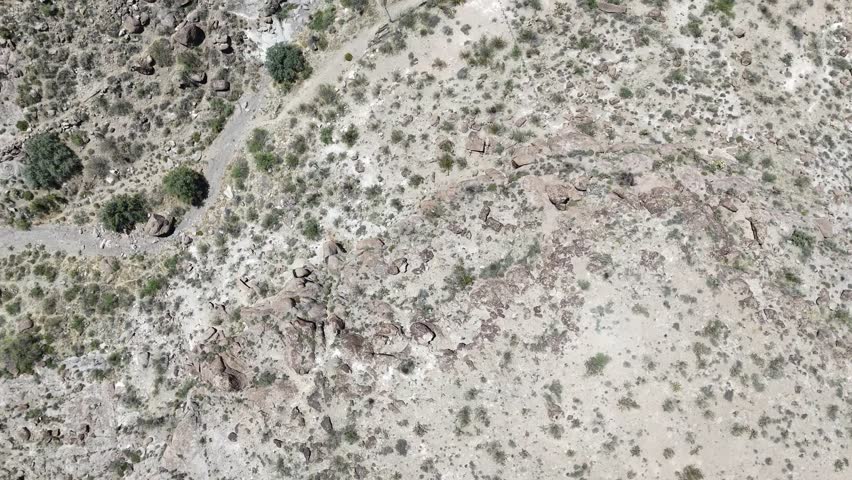 Aerial city top down in Sonoran desert historic route 66 Barstow California Southwest CA USA