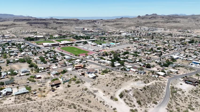 Aerial nature city landscape in Sonoran desert historic route 66 Barstow California Southwest CA USA