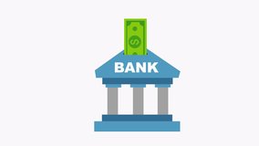 Bank building icon with a dollar bill on top finance, banking, money, investments, financial services, banking institutions, icons, web design. - Powered by Shutterstock - Get 15% off with code: PIKWIZARD15