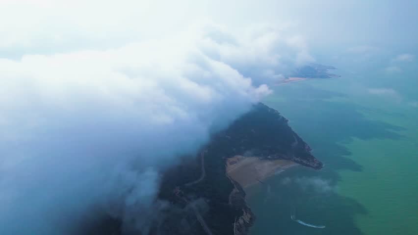 Sea of Clouds Over the Ocean 4K Aerial