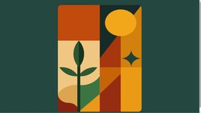 Minimalist Abstract Geometric Art Illustration Featuring Plant and Sun Elements - Powered by Shutterstock - Get 15% off with code: PIKWIZARD15