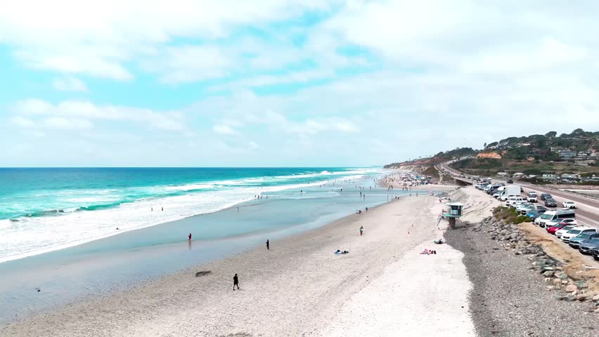 Aerial nature landscape of wetlands and beach summer day in southern San Diego California CA USA