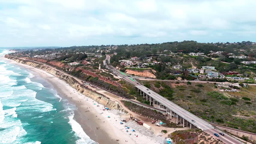 Aerial nature landscape of wetlands and beach summer day in southern San Diego California CA USA