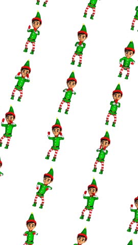 Mosaic of cute vertical video of santa dancing chicken dance. Seamless funny Christmas animation with a white background.