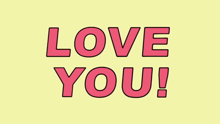  A trendy hipster-style 3D kinetic text animation of "Love You" designed as a Valentine's Day card, featuring modern motion design isolated on a light background.