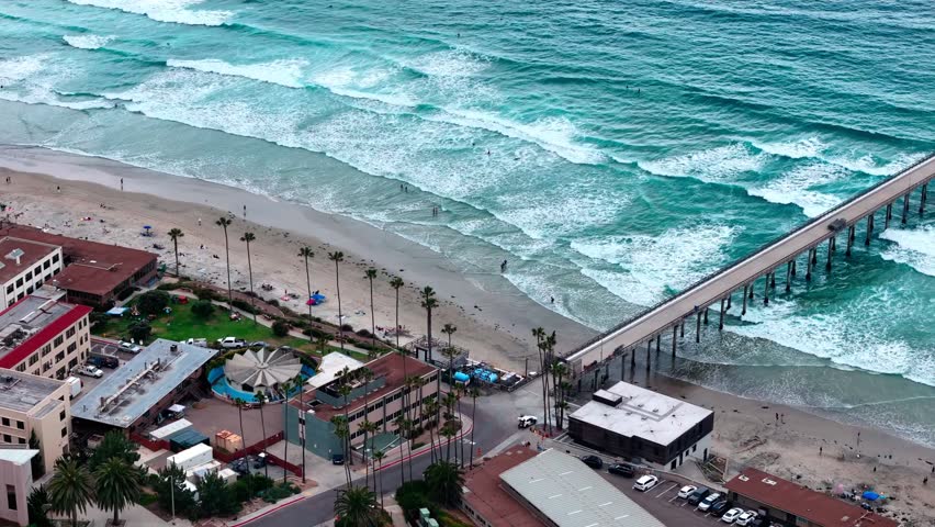Aerial nature landscape of city and beach summer day southern La Jolla San Diego California CA USA