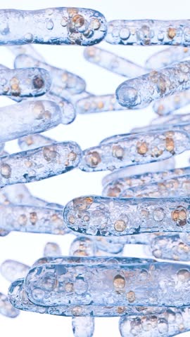 Microscopic Bacteria float and move, medical concept, Germs, micro-organisms, 3d render Bacterium Animation Closeup