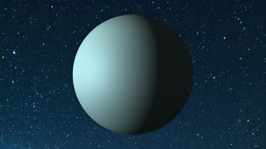 Slow Spinning 3D Uranus Planet Animation on Starry Space Background | Solar System, Astronomy, Space Science, Cosmos