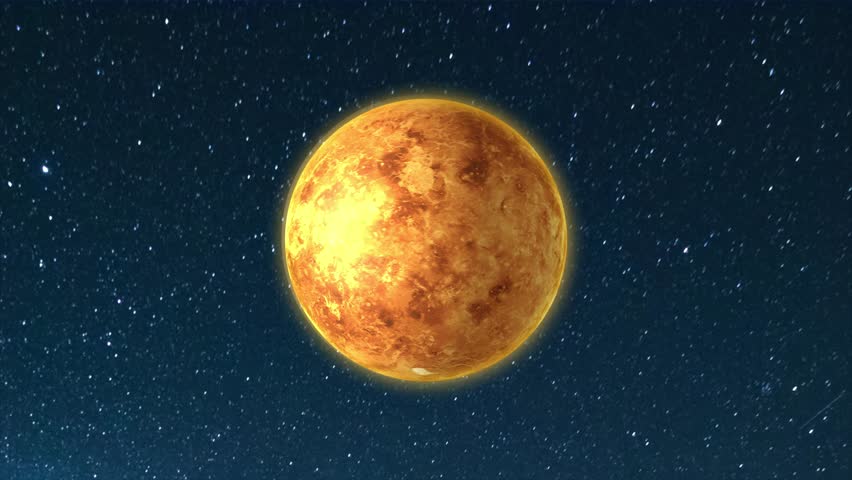 Realistic 3D Venus Planet Animation Slowly Spinning with Orange Atmospheric Glow on Starry Space Background | Solar System, Astronomy, Terrestrial Planet