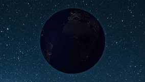 Realistic 3D Earth Night Map Animation Slowly Spinning | Global Network, City Lights, Technology, Urbanization - Powered by Shutterstock - Get 15% off with code: PIKWIZARD15