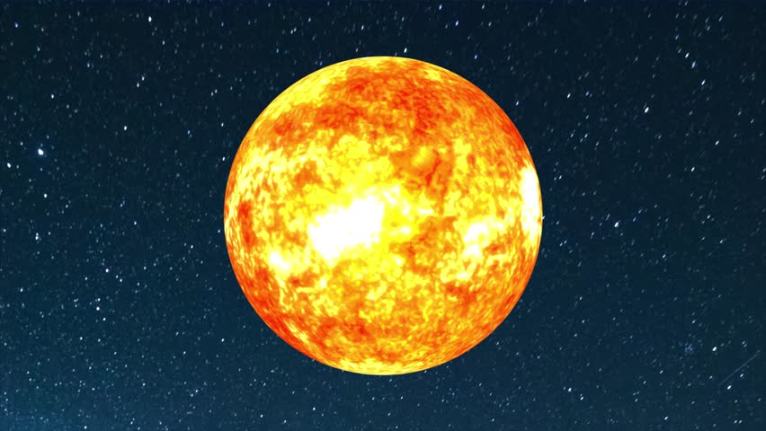Realistic 3D Sun Star Animation Slowly Spinning with Fiery Plasma Texture on Space Background | Solar System, Energy, Astronomy, Heat