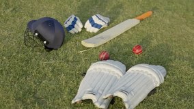 "Cricket Equipment on Field, Close-Up 4K Video, Sports Gear, Outdoor Game Footage, Bat, Ball, Pads, and Wickets Setup, Athletic Preparation Scene" - Powered by Shutterstock - Get 15% off with code: PIKWIZARD15