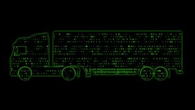 Set of 3 seamless looping animations of a glowing truck silhouette filled with moving binary code, symbolizing AI logistics, smart mobility, and transport solutions, alpha channel background - Powered by Shutterstock - Get 15% off with code: PIKWIZARD15