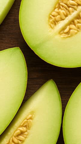 Melon slices on Table. Fruit Background