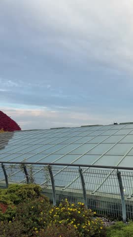 Warsaw university library roof garden in autumn