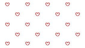 Many simple hollow red heart shapes on white background, symbolizing love, romance, perfect design for Valentine's Day. Elegant animation drawing of heart line from top on both sides. Looping motion. - Powered by Shutterstock - Get 15% off with code: PIKWIZARD15