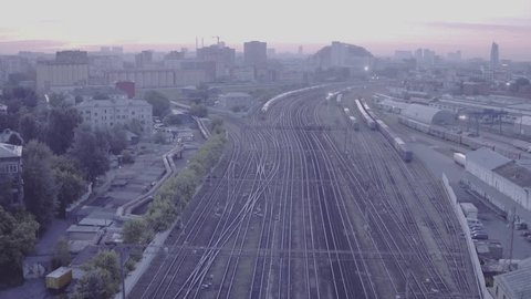 Morning Light over Industrial Railway Urban Skyline