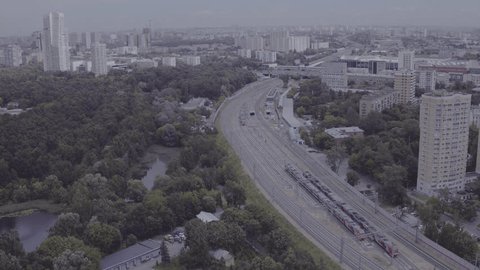 Aerial View of Moscow Railway and Urban Landscape