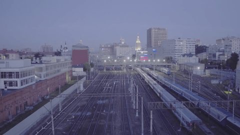 Aerial View of Rail Tracks Near Kazansky Station in Moscow