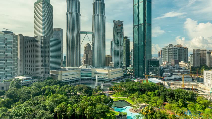 Time lapse of the amazing skyline of Kuala Lumpur City Center in Malaysia