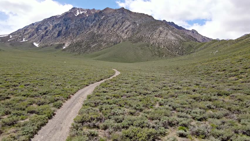 Aerial shot of some the mountains on the west side of the Sierra Nevada Mountains near Mammoth Lakes California