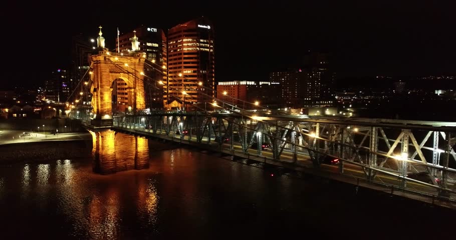 Urban Lifestyle Convoy through Cincinnati Ohio at night