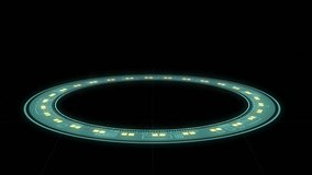 Futuristic holographic data interface ring glowing with falling teal - Powered by Shutterstock - Get 15% off with code: PIKWIZARD15