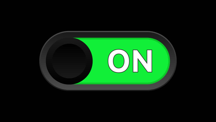 Animated black switch on off on a transparent background
