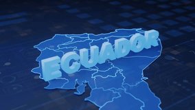 Ecuador Map Futuristic Digital Background. A dynamic animation of Ecuador's map with glowing text and futuristic UI elements. Ideal for local business, news, and tech. - Powered by Shutterstock - Get 15% off with code: PIKWIZARD15
