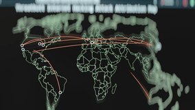 Animated world map showing real-time ransomware and cyberattacks globally, highlighting cybersecurity threats, digital defense, and IT risk management. - Powered by Shutterstock - Get 15% off with code: PIKWIZARD15