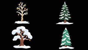 Animated snowy winter trees for seasonal nature scenes, perfect for holiday, landscape, or weather videos. - Powered by Shutterstock - Get 15% off with code: PIKWIZARD15