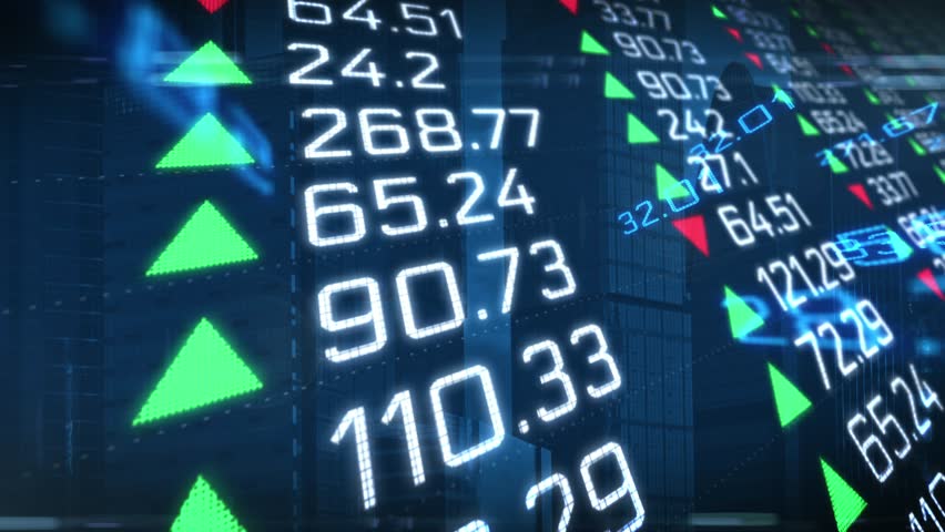Dynamic digital stock market board displaying fluctuating numbers with green and red arrows indicating rising and falling values. Global markets, trading floors, and investment environments 4k footage - Powered by Shutterstock - Get 15% off with code: PIKWIZARD15