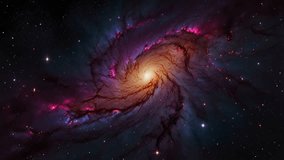 a majestic and colorful spiral galaxy in the depths of space. The galactic core shines with bright golden-orange light, surrounded by spiral arms - Powered by Shutterstock - Get 15% off with code: PIKWIZARD15