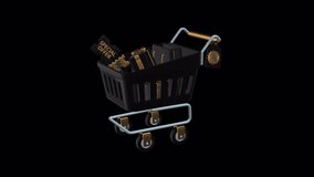 Stylish 3D animation of a shopping cart filled with sale items and discount tags for Black Friday promotions. Ideal for e-commerce ads and social media marketing. 10-sec loop, transparent background. - Powered by Shutterstock - Get 15% off with code: PIKWIZARD15