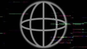 A rotating digital globe animation with horizontal glitch lines and neon effects, symbolizing technology and global connection. - Powered by Shutterstock - Get 15% off with code: PIKWIZARD15