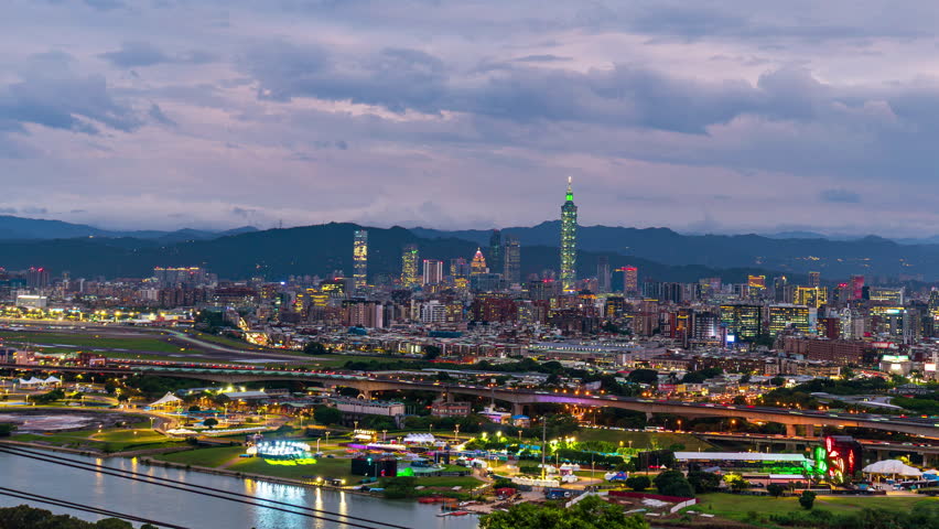 Timelapse of Traffic and Cityscape in Taipei, Taiwan.	